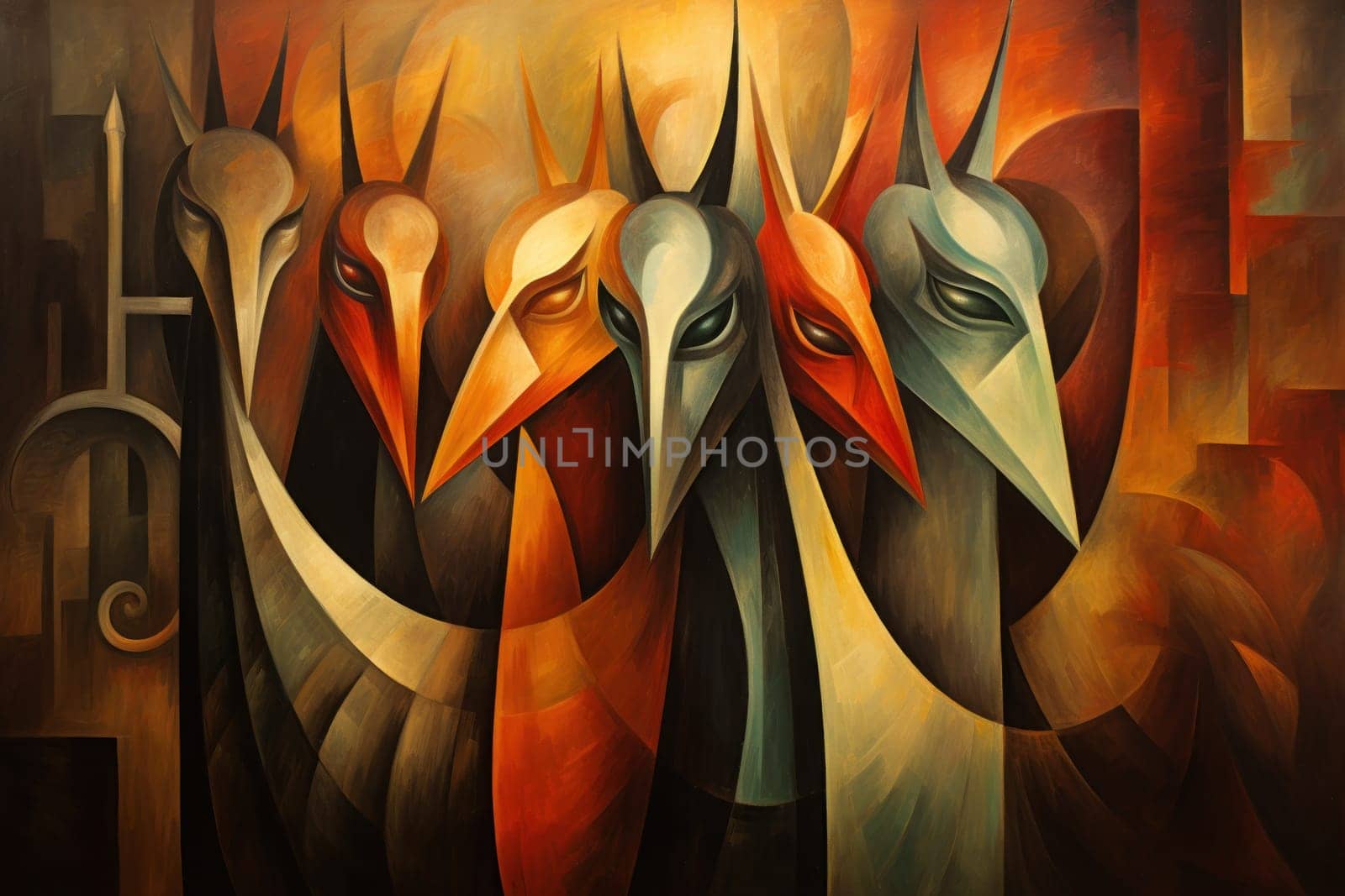 An awe-inspiring portrayal of fabled phoenix riders, gracefully soaring through the skies astride magnificent fiery avian creatures.