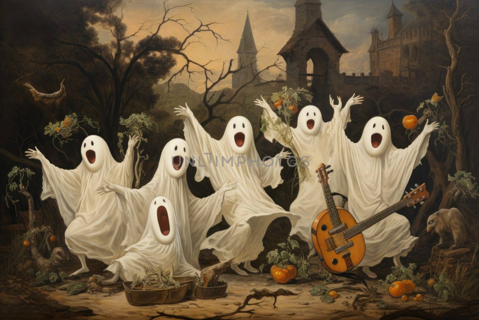 A whimsical portrayal of mischievous laughter sprites, their infectious joy and mirth radiating as they frolic through enchanted meadows.