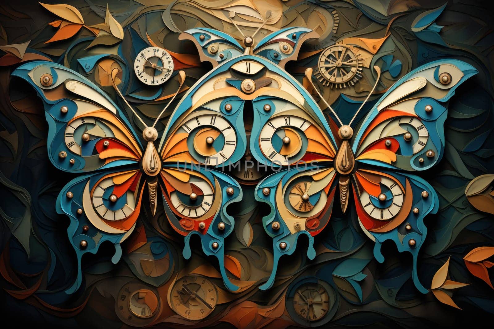 An enchanting portrayal of ethereal clockwork butterflies, fluttering gracefully with intricate precision, each adorned with intricate gears and delicate wings that shimmer with fantastical hues.