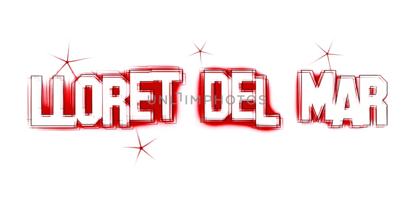 Lloret del Mar as an illustration in neon light style