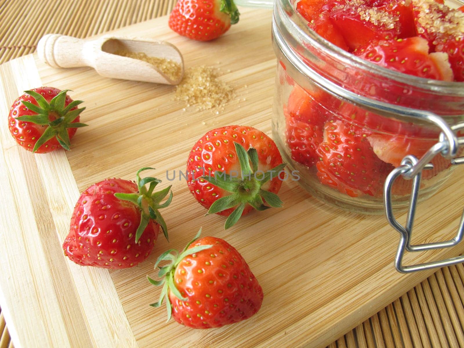 Sugared strawberries in a glass