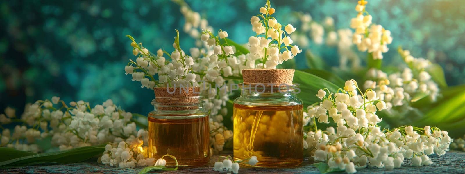 Lily of the Valley Essential Oil in a Small Bottle, Generative AI, nature