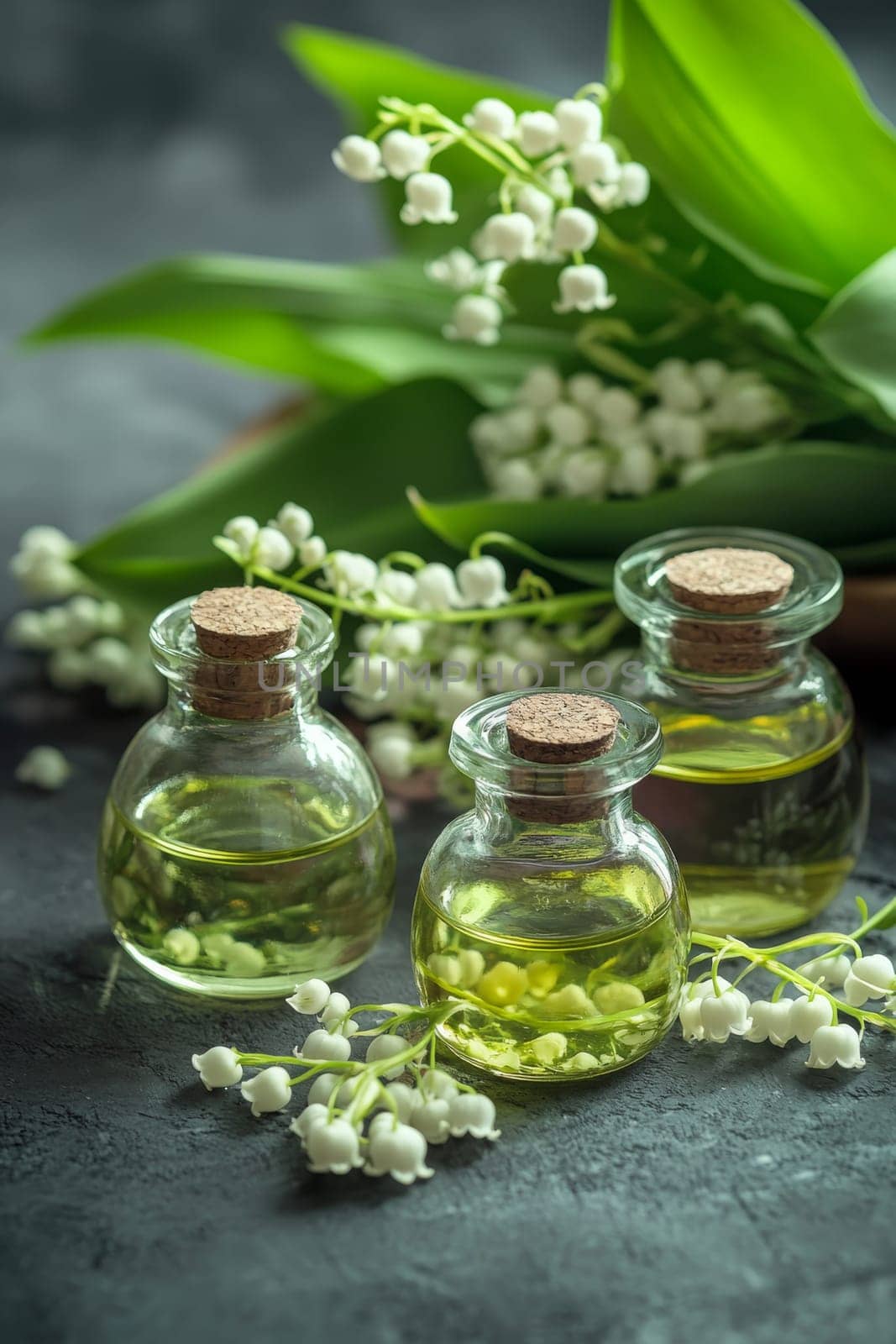 Lily of the Valley Essential Oil in a Small Bottle, Generative AI, nature