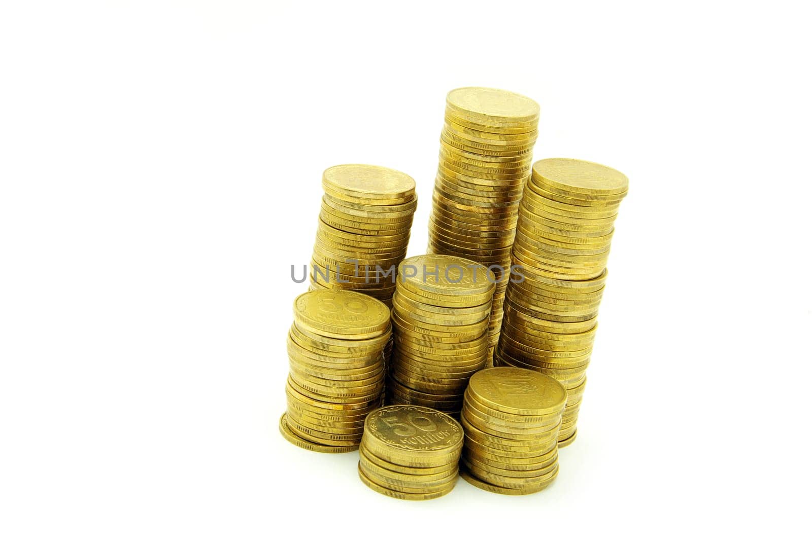 Coin pile isolated on white background