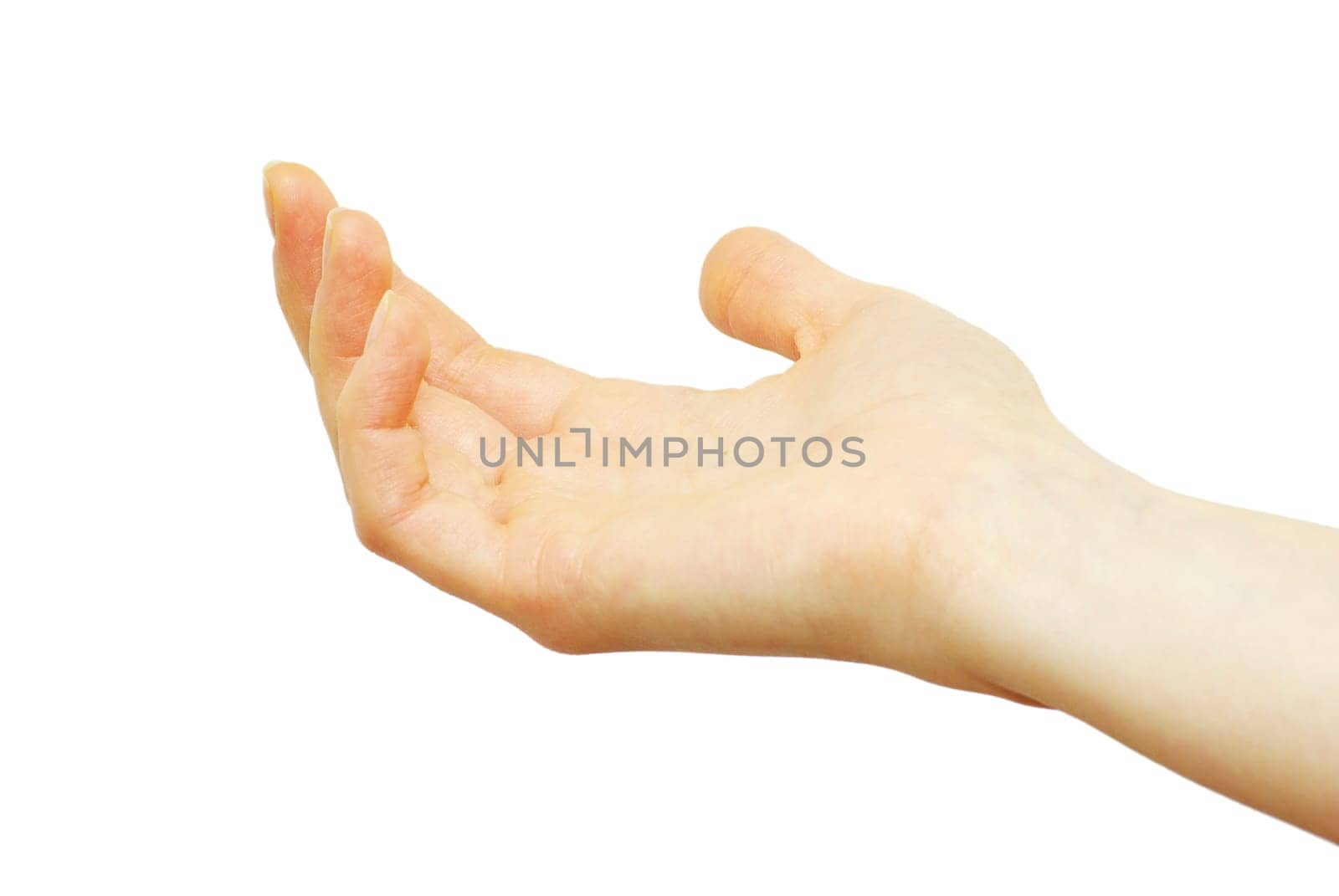 Empty businessman hand isolated on white