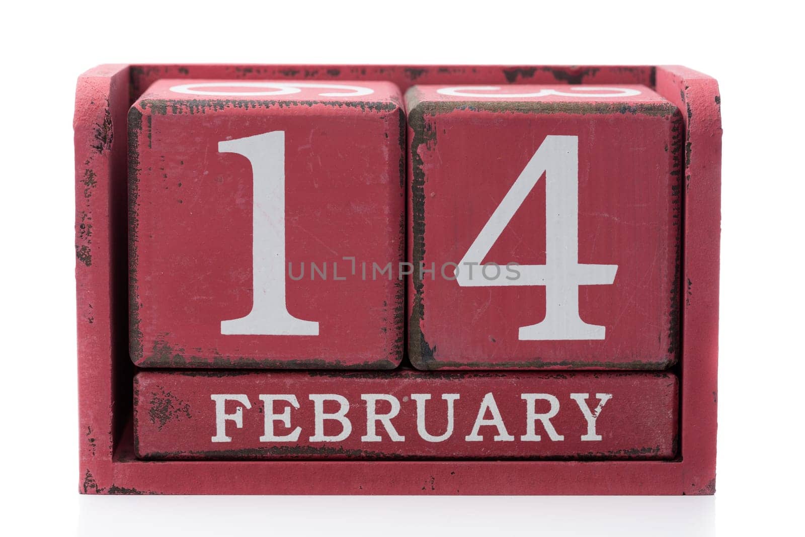 Root calendar February 14. Isolate on white.