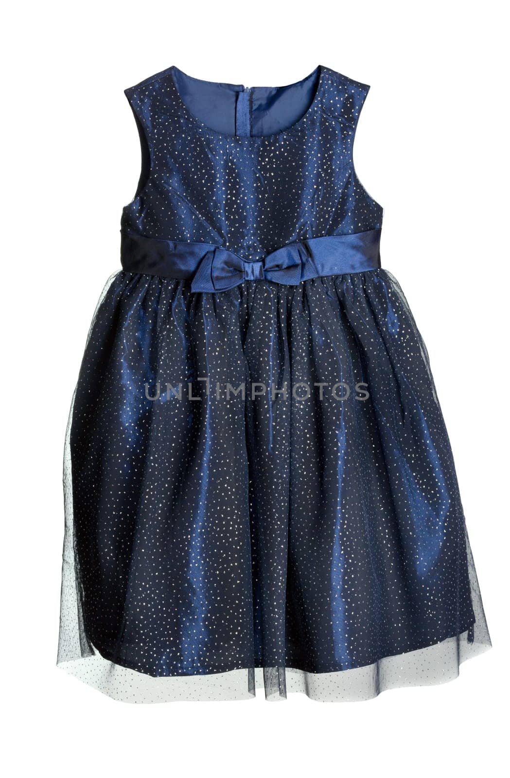 Blue elegant ladies dress. Isolate on white.