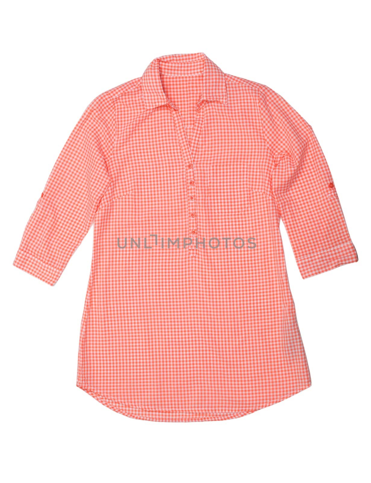 Plaid Shirt - Red and Gray on White Background