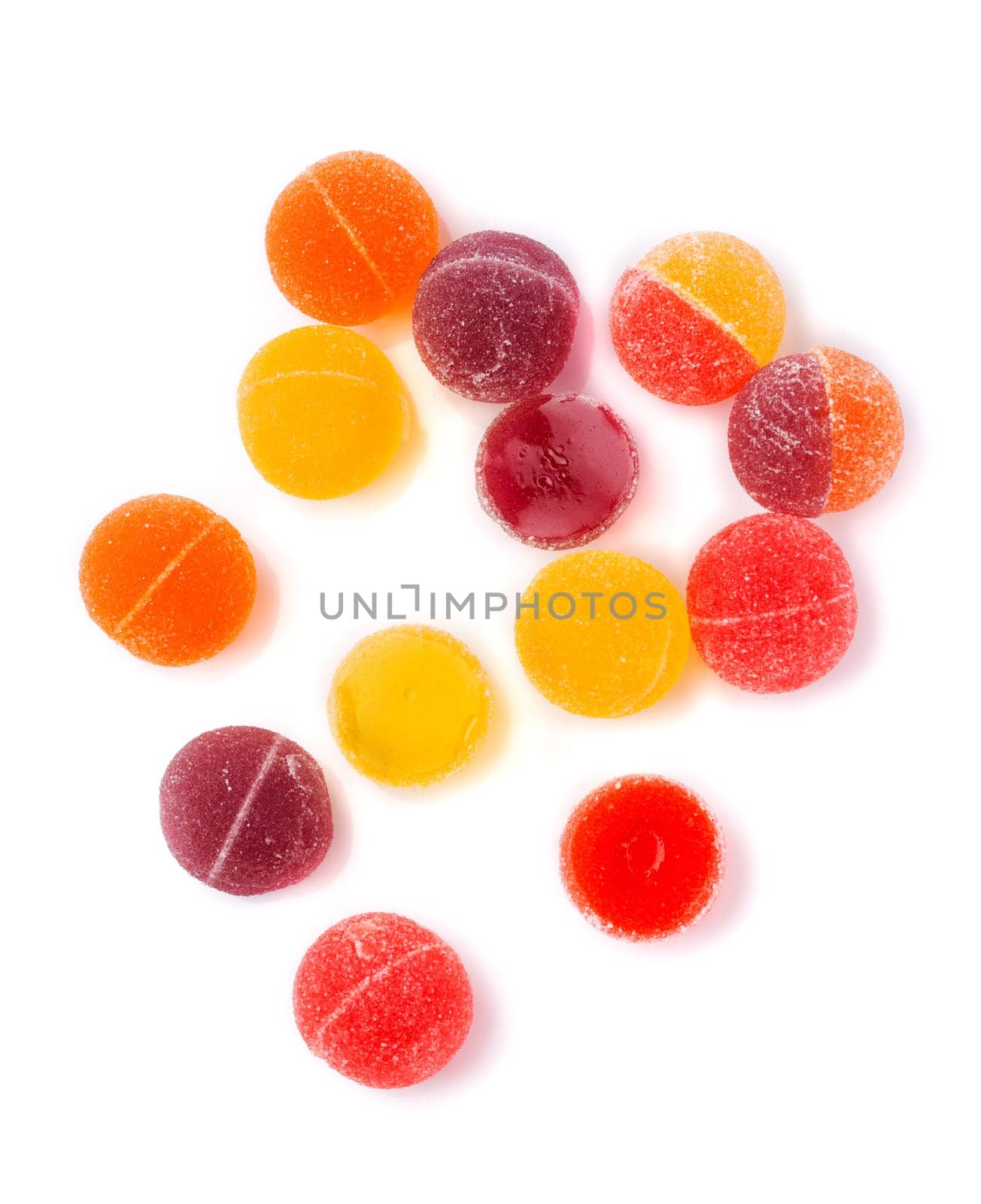 Color round jujube isolated on white background.