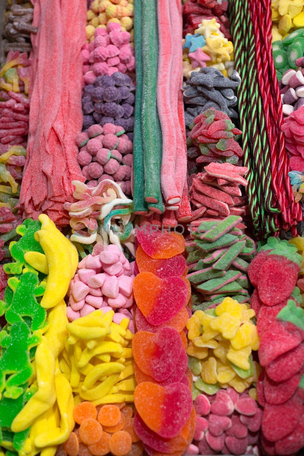 Chewy candy background in the bazaar of Baqueira Beret, Barcelona, ​​Spain.