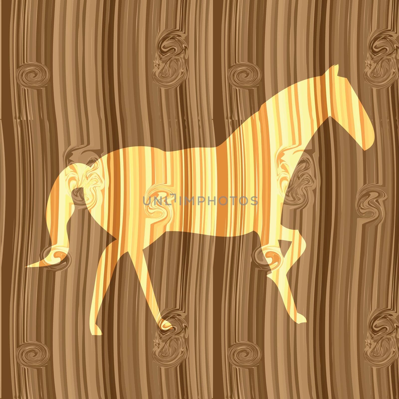 Silhouette of a horse in the patterns of. Vector illustration