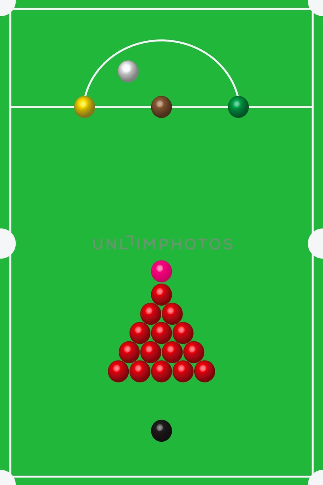 Snooker table with balls set, vector illustration