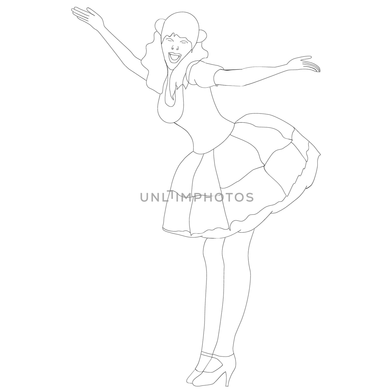 Happy girl, reverence greeting, a vector illustration.
