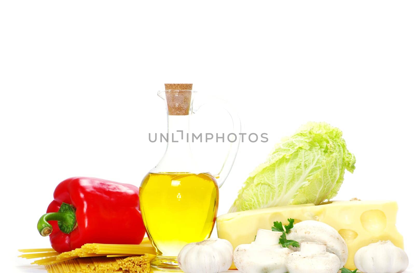 food ingredients isolated on white background