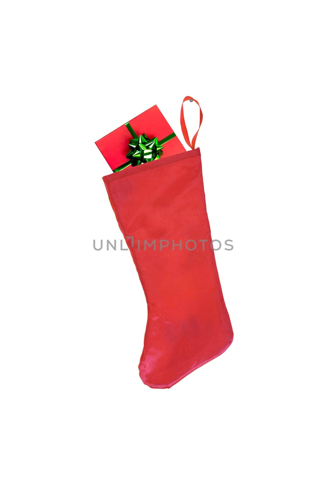 A close up shot of a christmas stocking