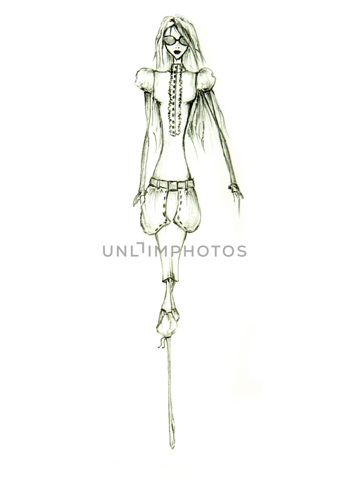 Fashion girl in dress sketch