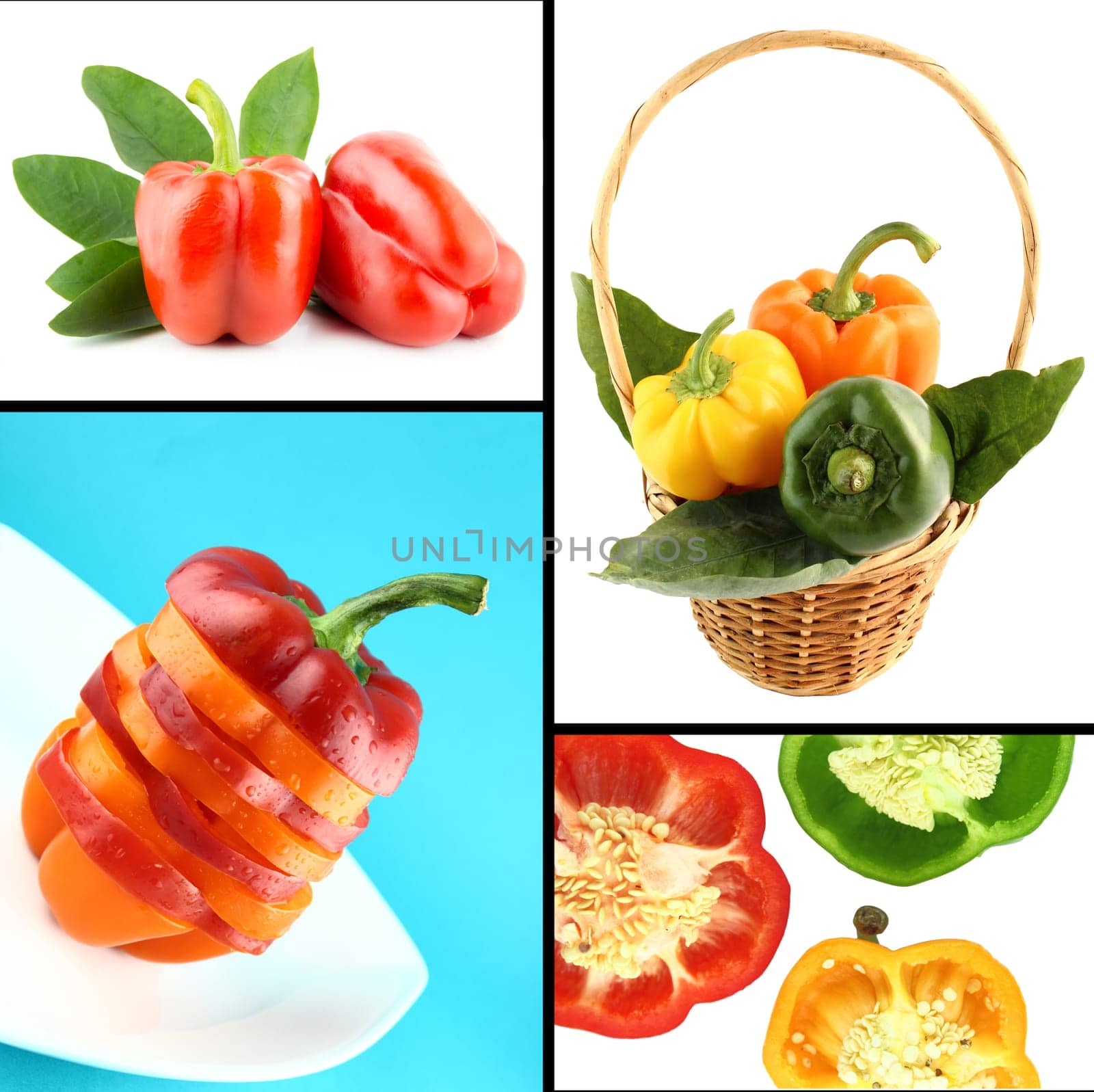 Healthy and organic food, Set of fresh colorful sweet bell pepper.