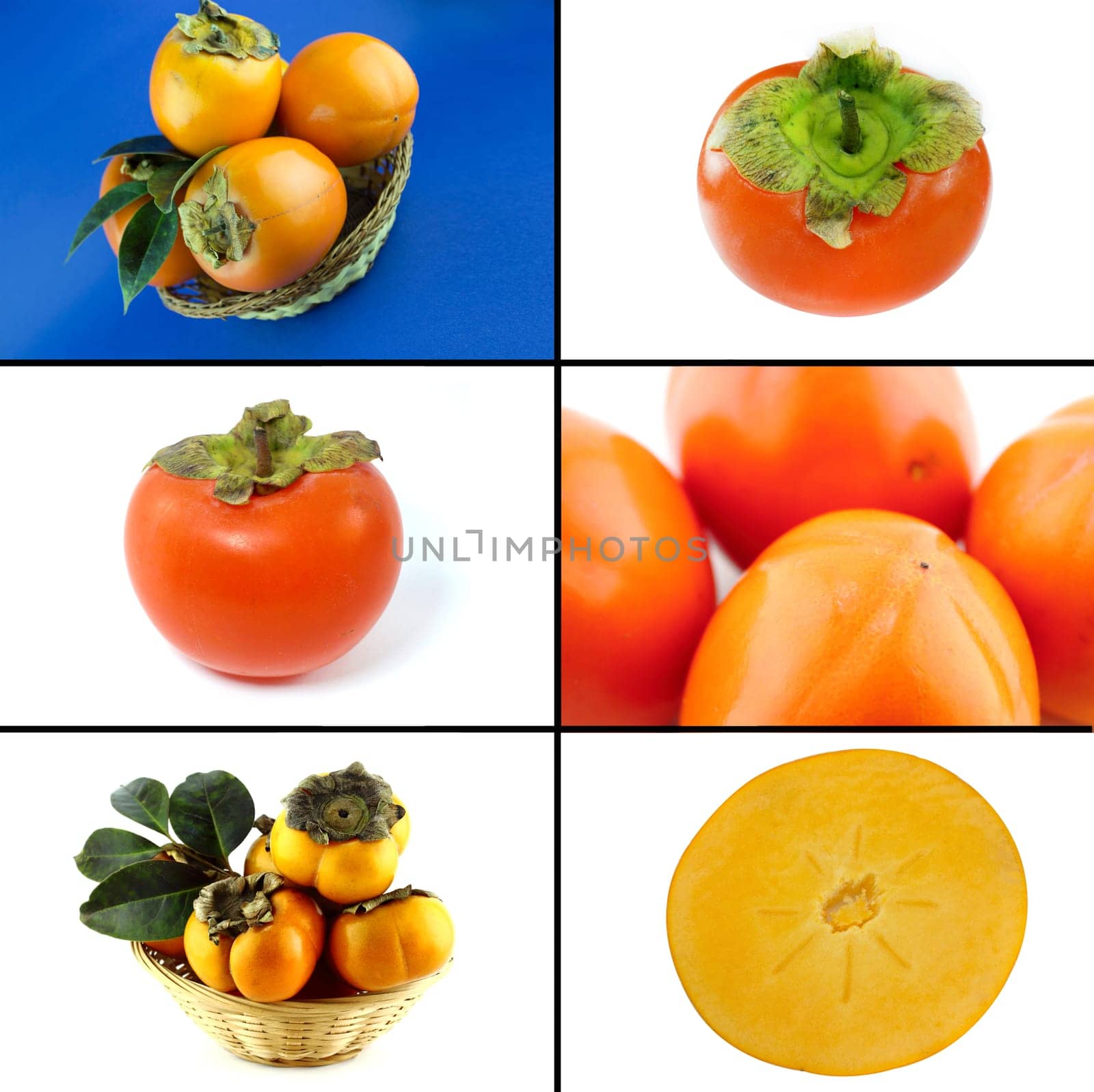 Healthy and organic food, Set of fresh persimmon .