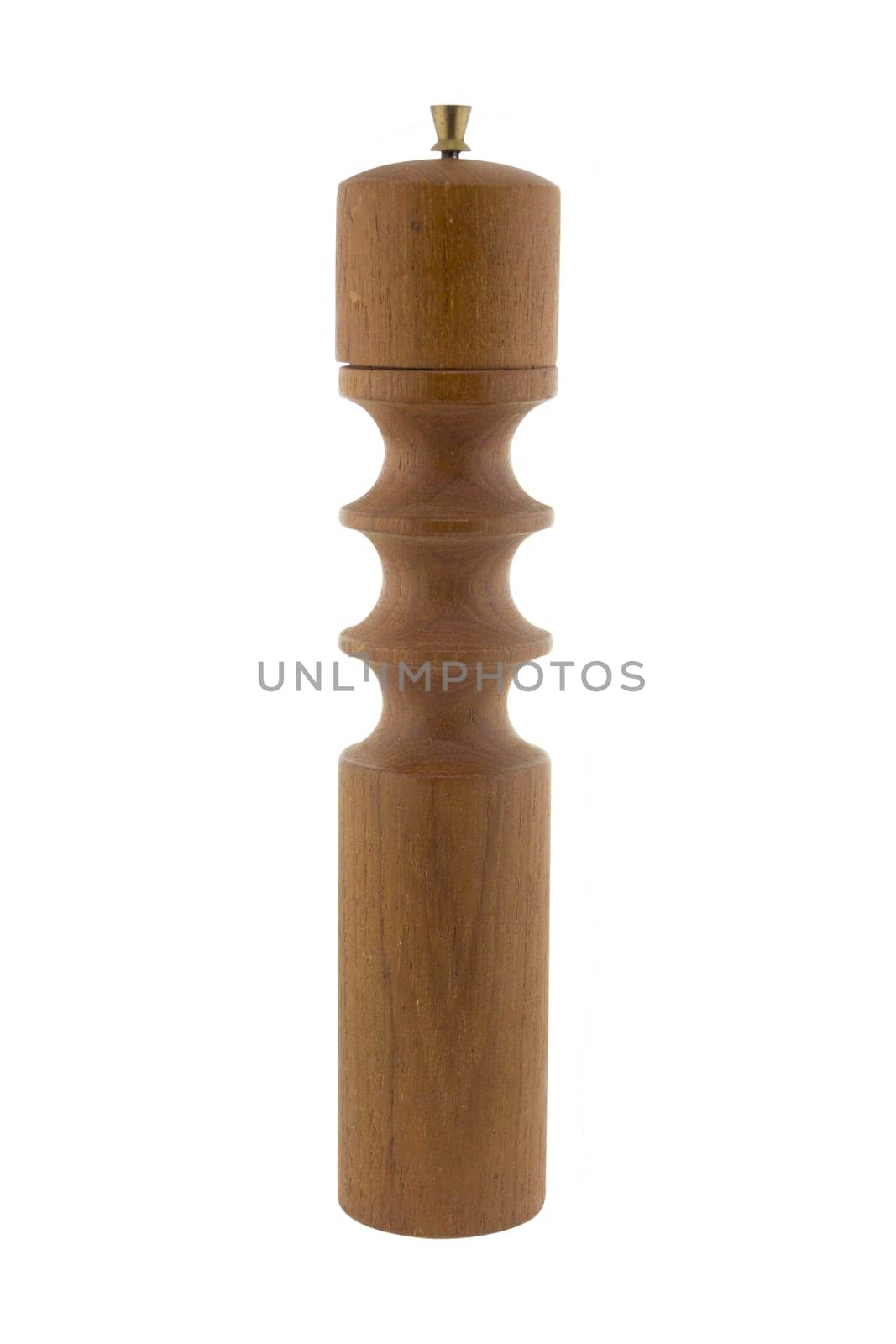 brown pepper mill isolated on white background