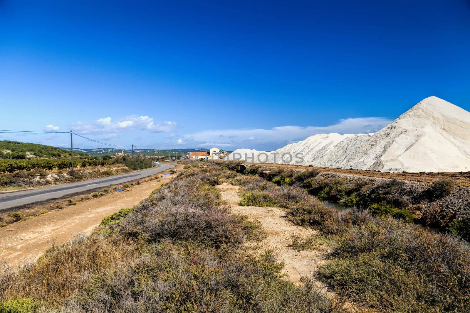 Salt mountains near the salt pans in Gruissan South of France
