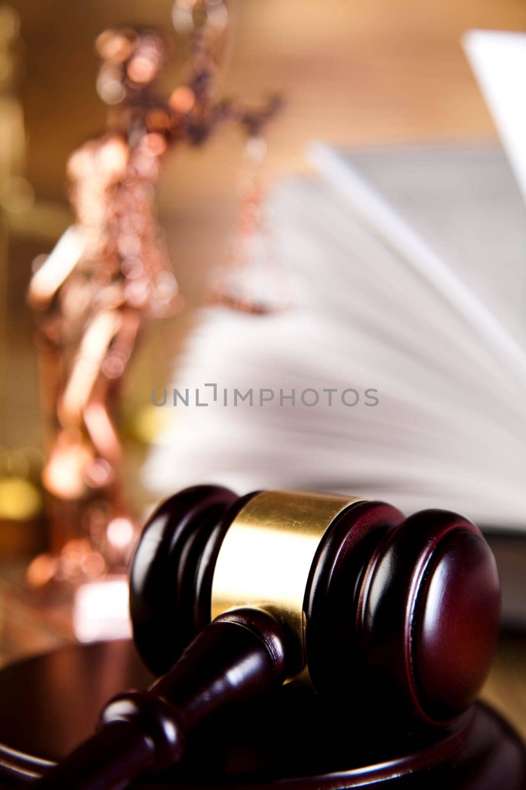 Wooden gavel barrister, justice concept, legal system