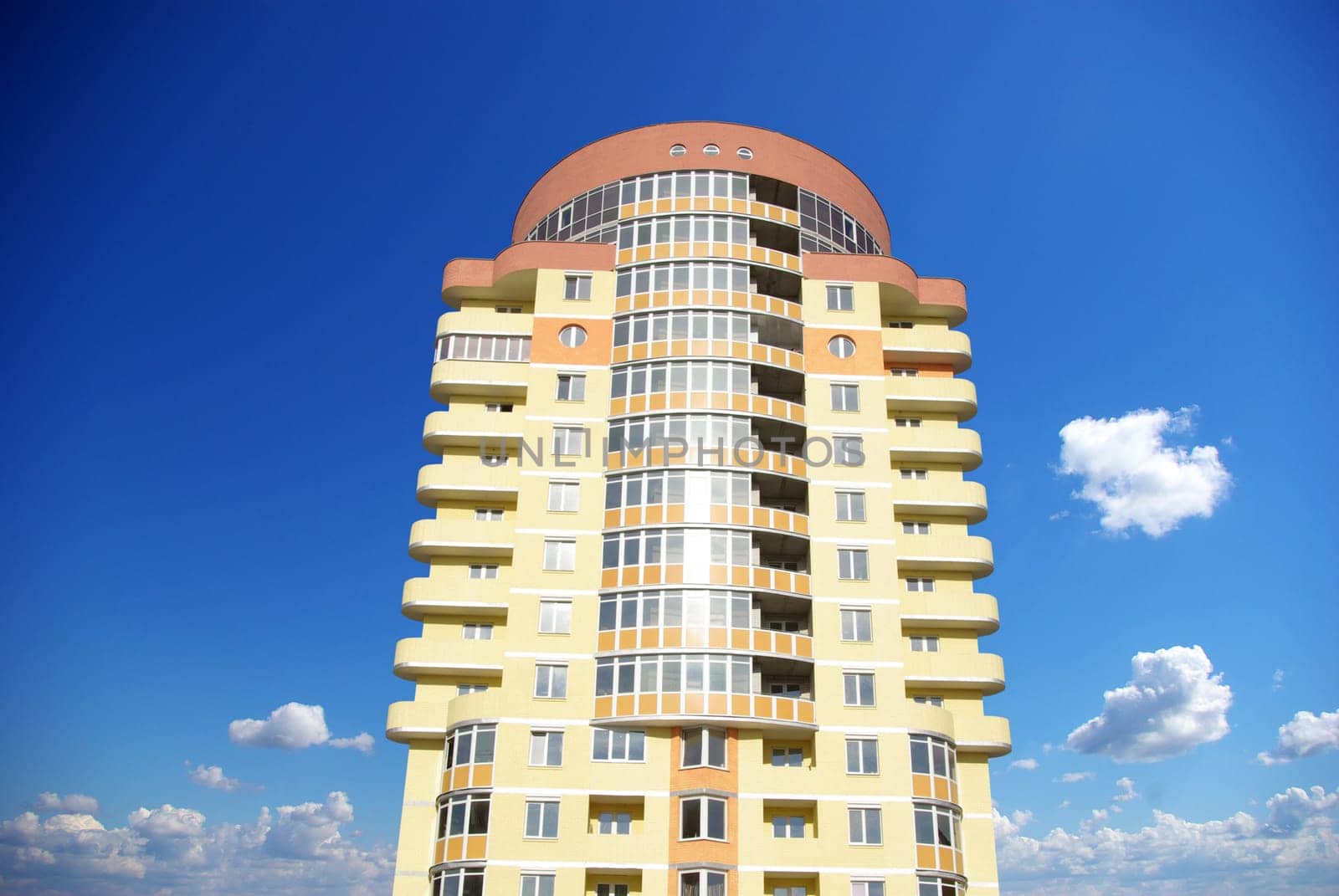 A modern apartments building on sky
