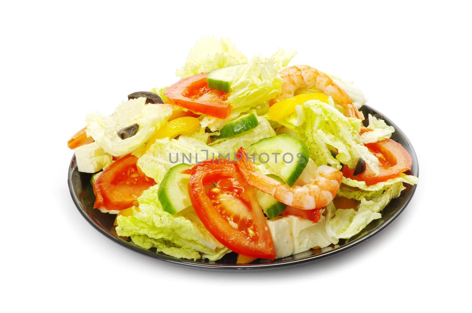 salad in plate on white