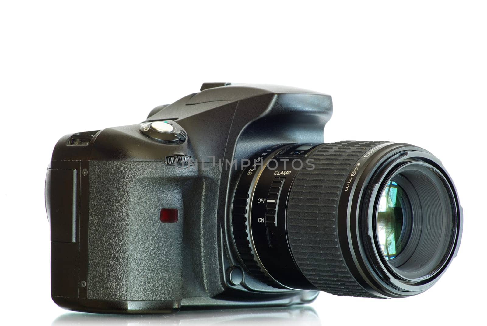 black digital camera isolated on white