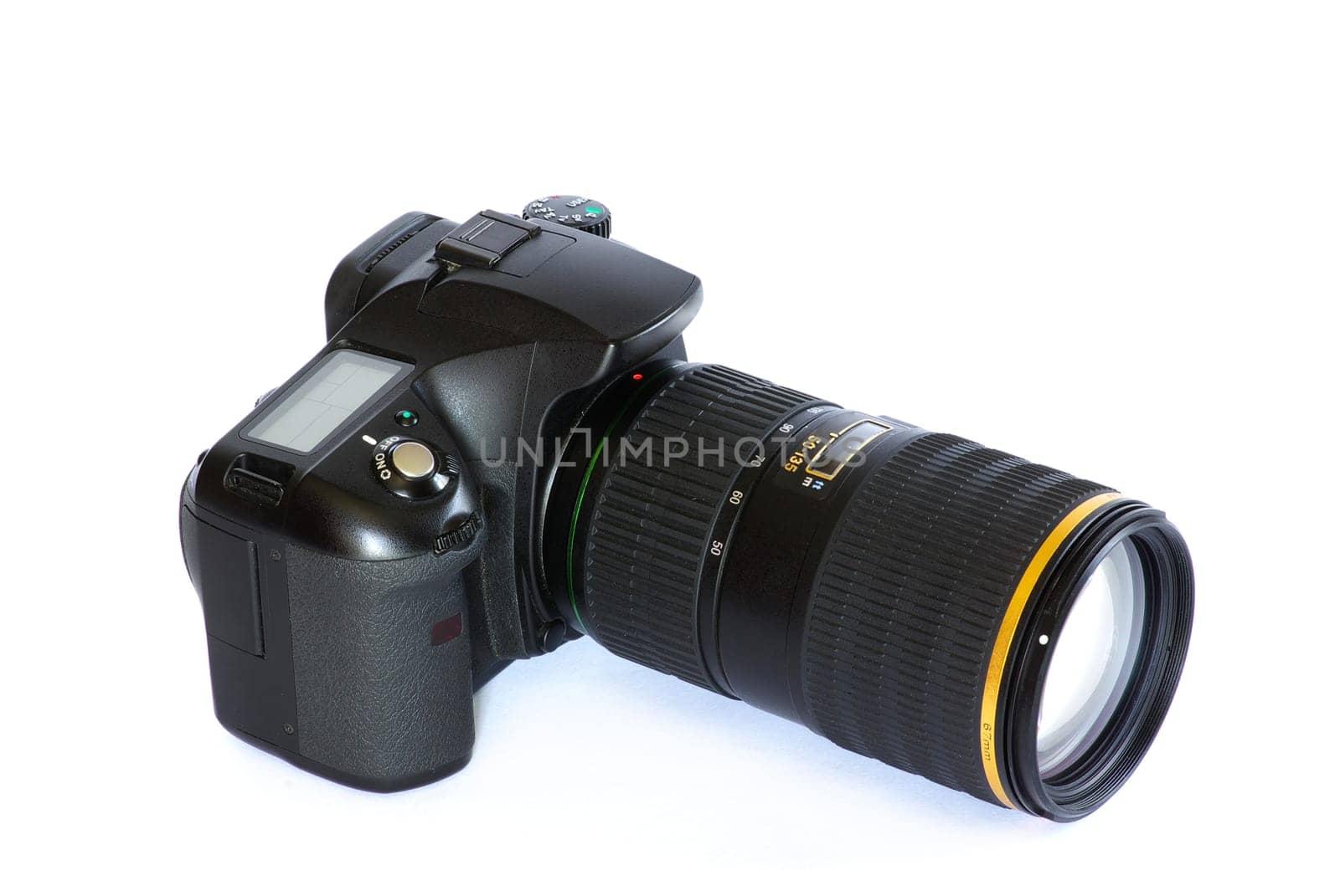 black digital camera isolated on white