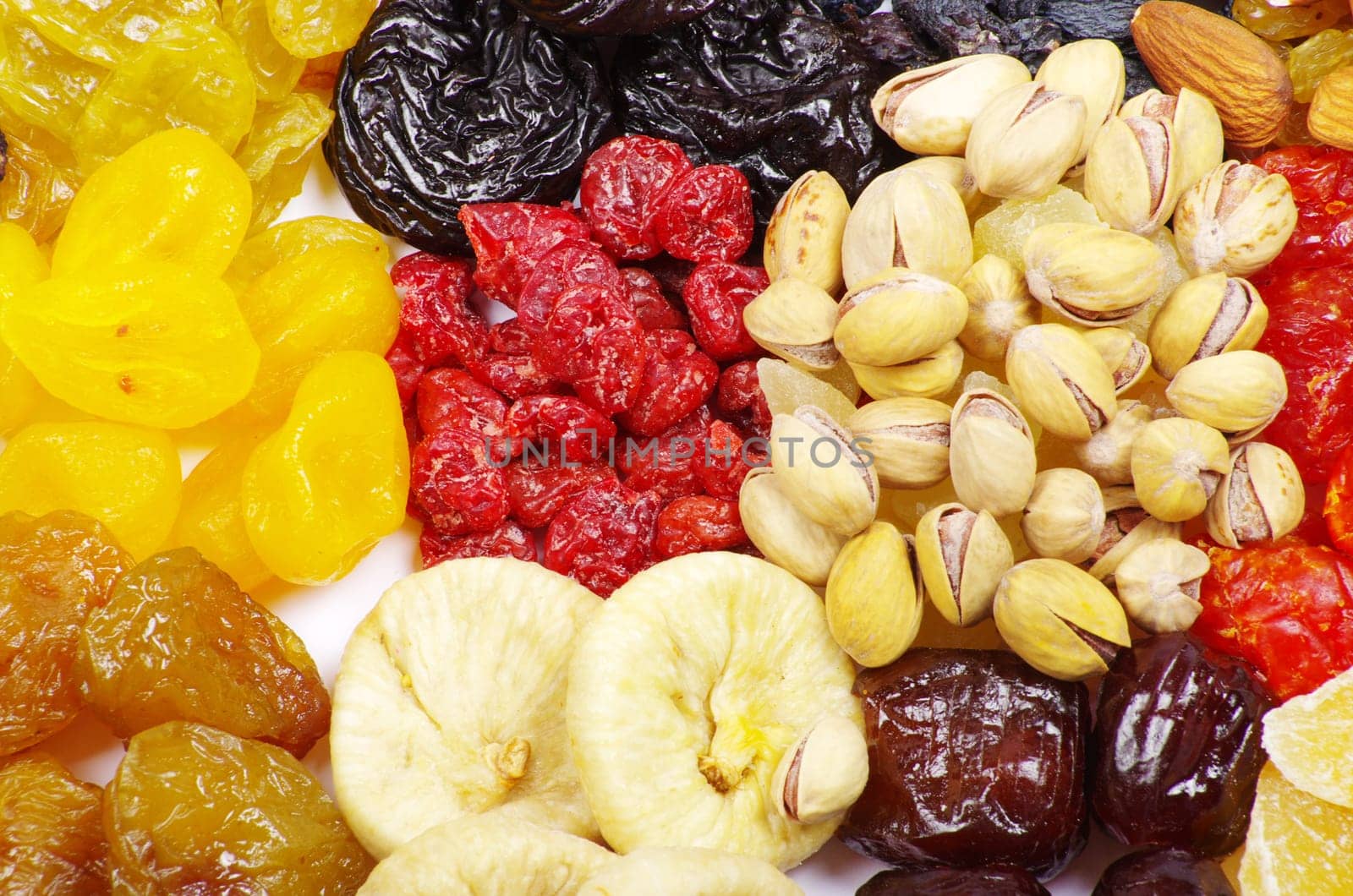 dried fruits and nuts close up
