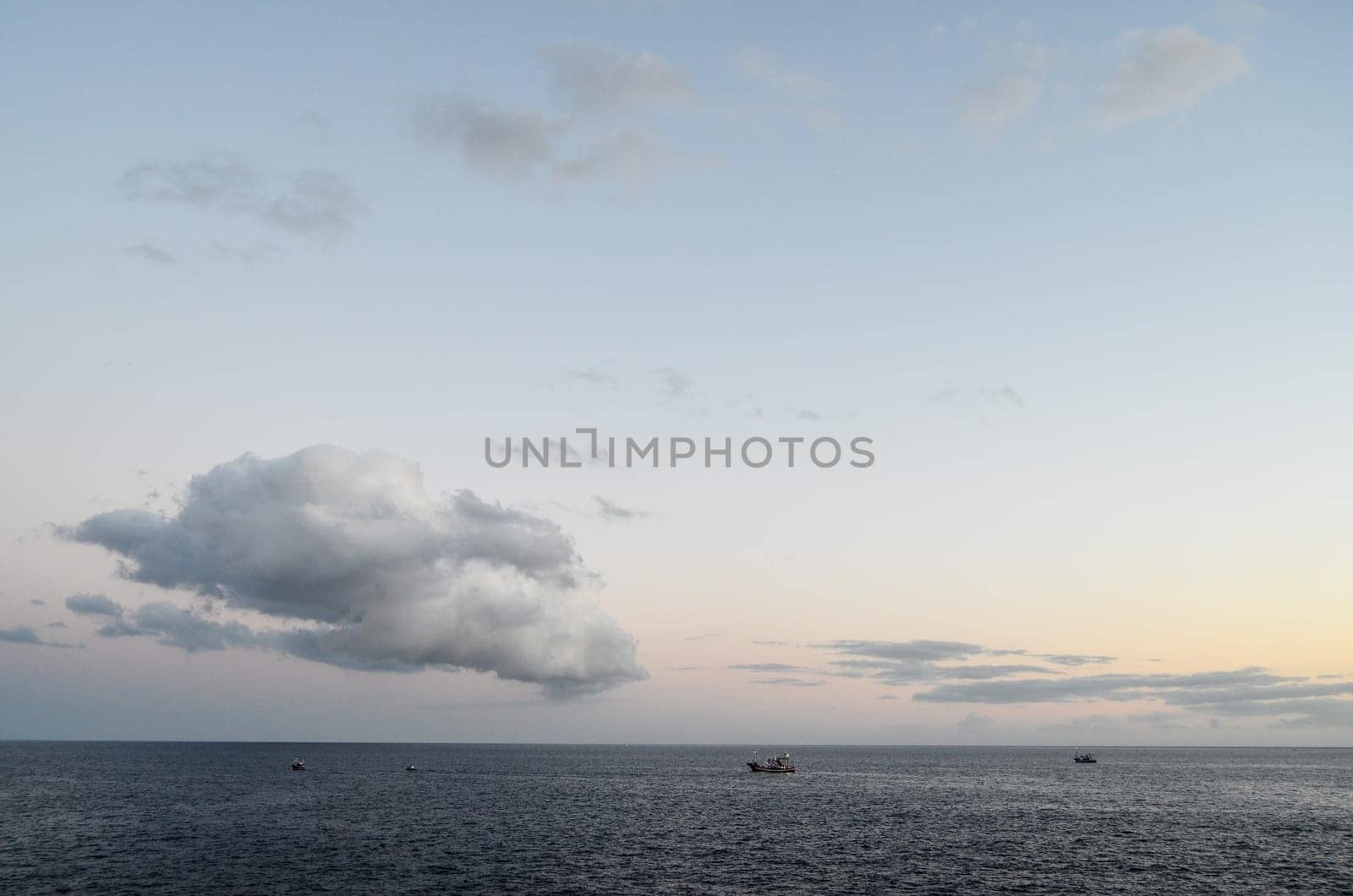 Cloudscape, Colored Clouds at Sunset near the Ocean