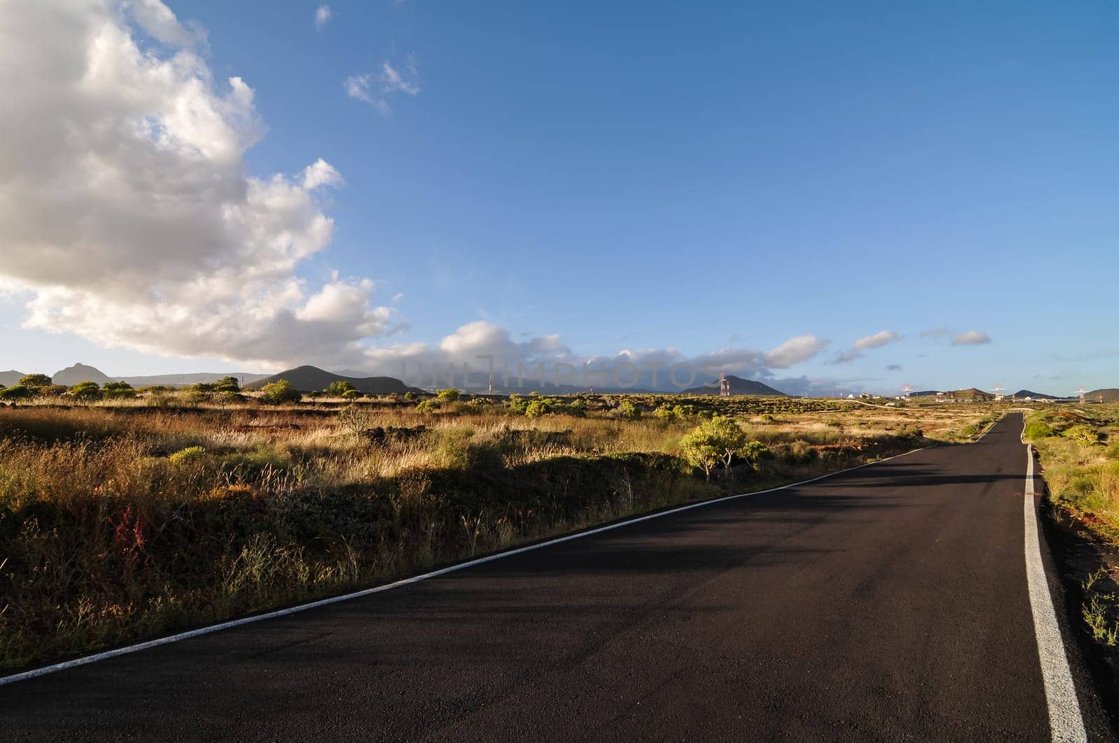 Long Empty Desert Road in Tenerife Canary Islands Spain