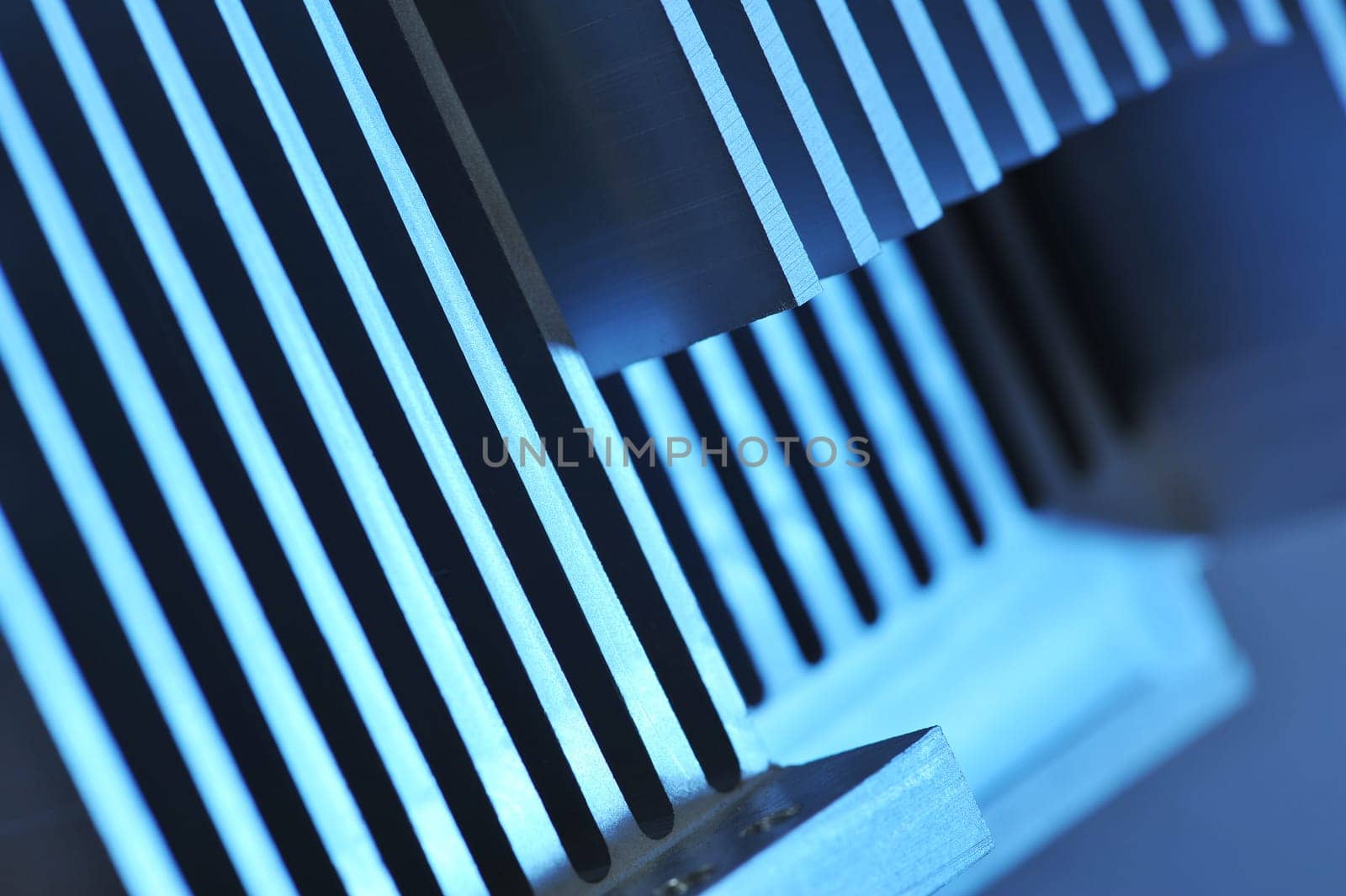 Abstract detailed view of a CNC-milled aluminum heat sink