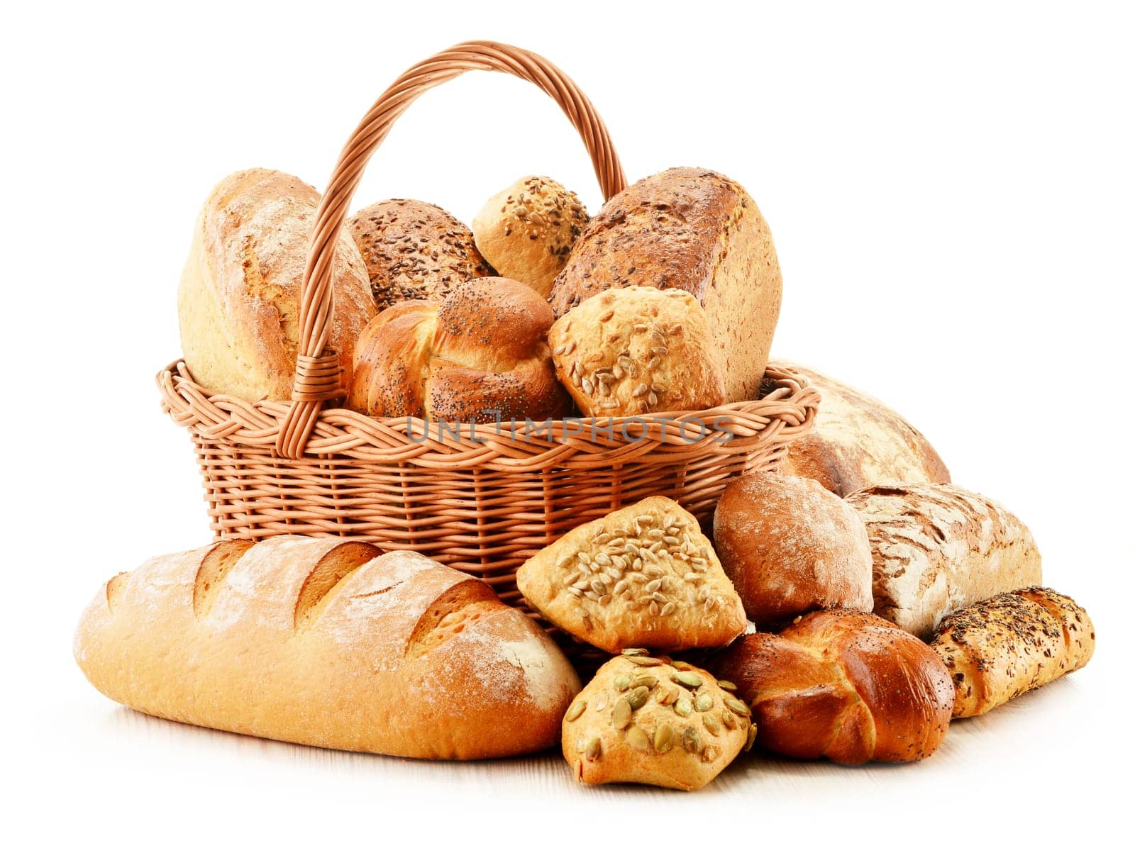 Composition with variety of baking products isolated on white