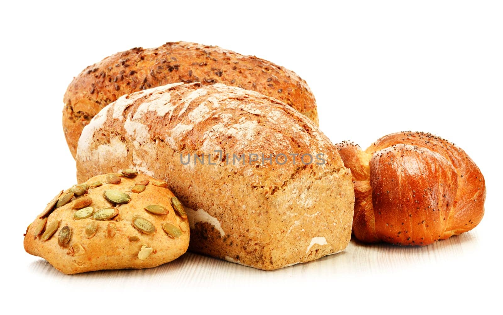 Composition with variety of baking products isolated on white