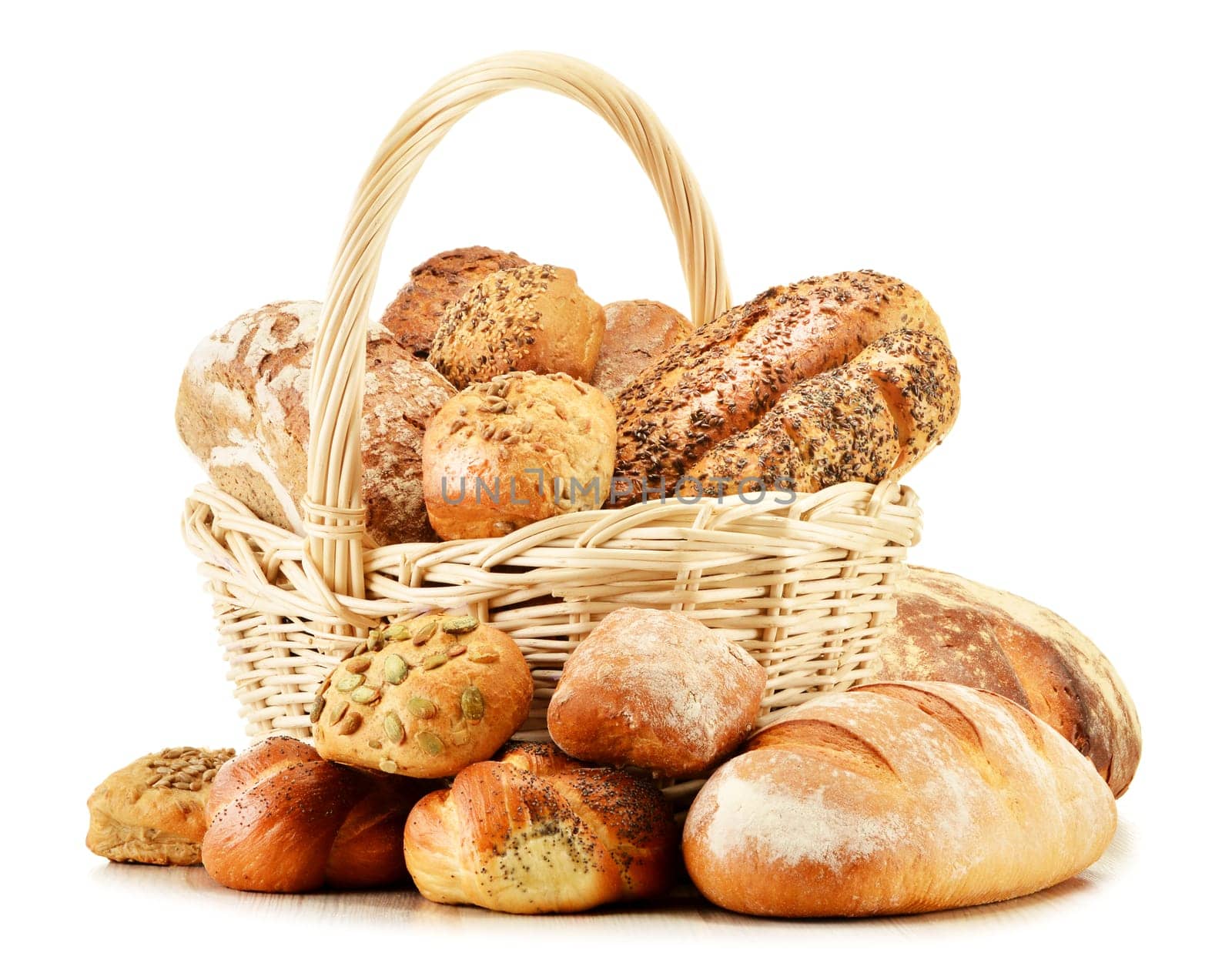 Composition with variety of baking products isolated on white