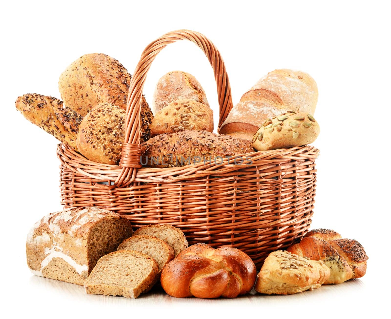 Composition with variety of baking products isolated on white