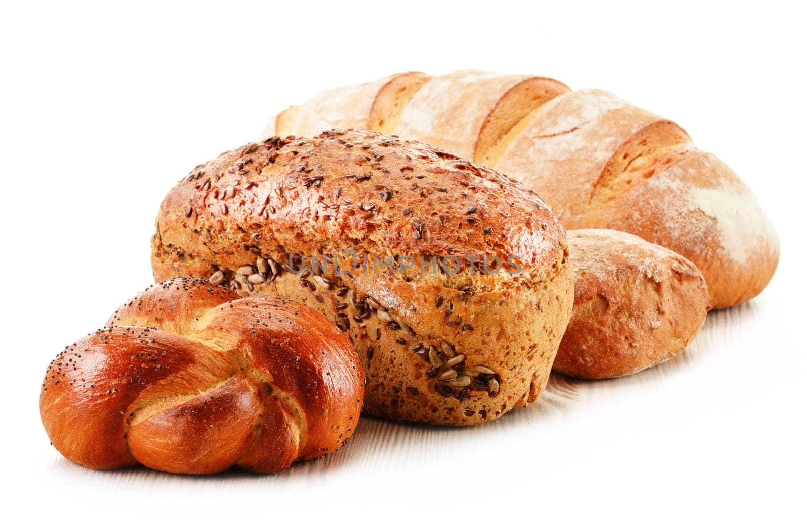 Composition with variety of baking products isolated on white