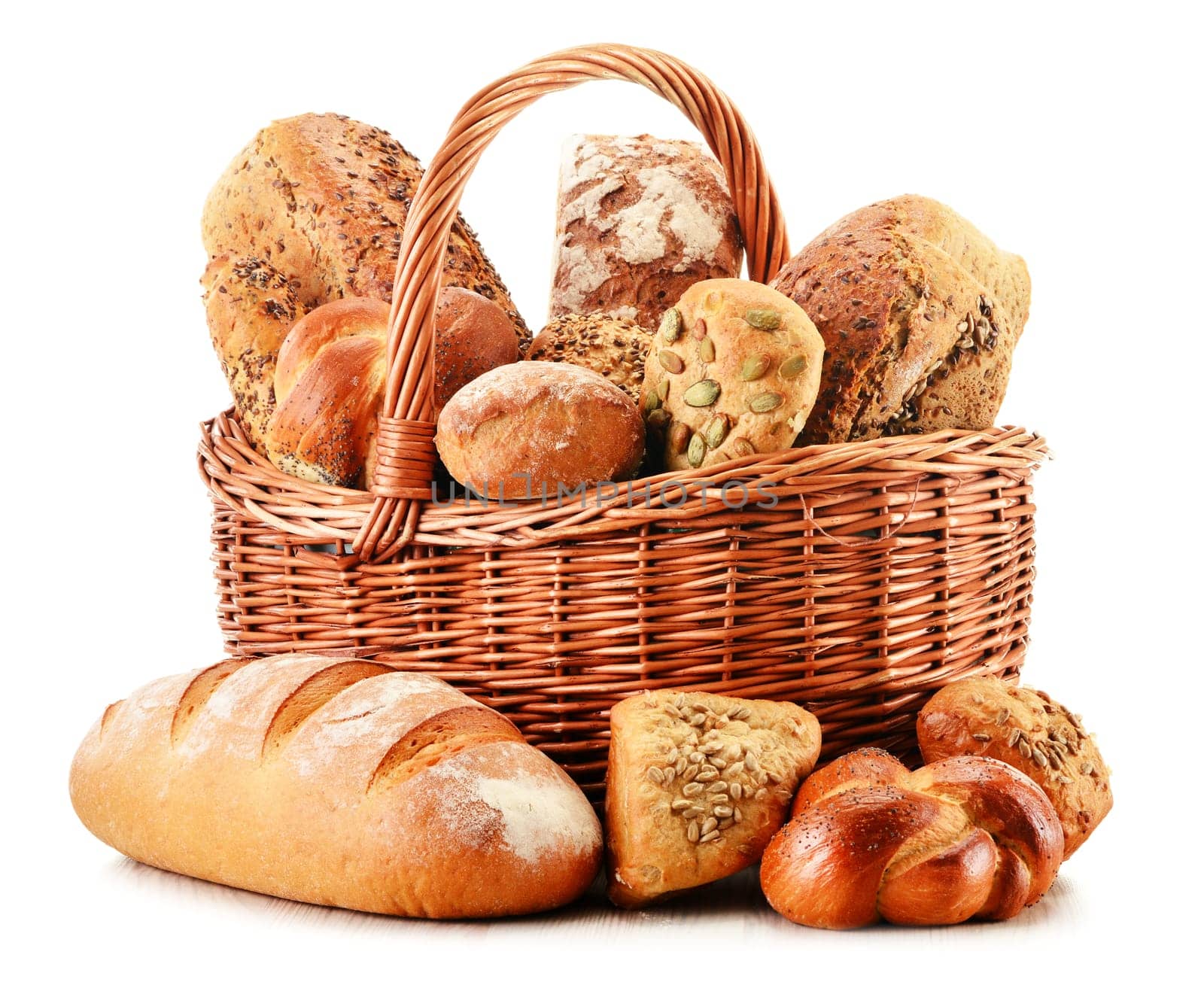 Composition with variety of baking products isolated on white