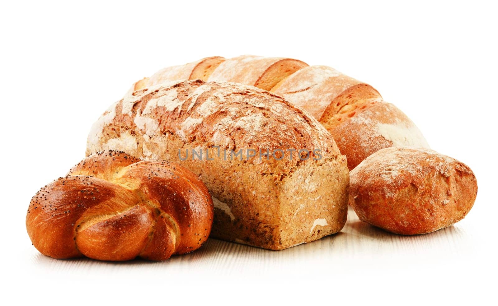 Composition with variety of baking products isolated on white