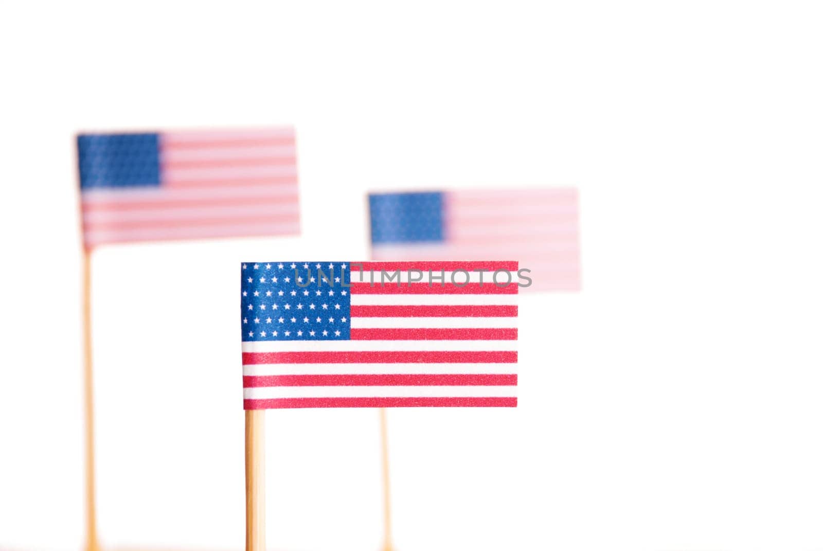 American Flags out of Paper, Isolated