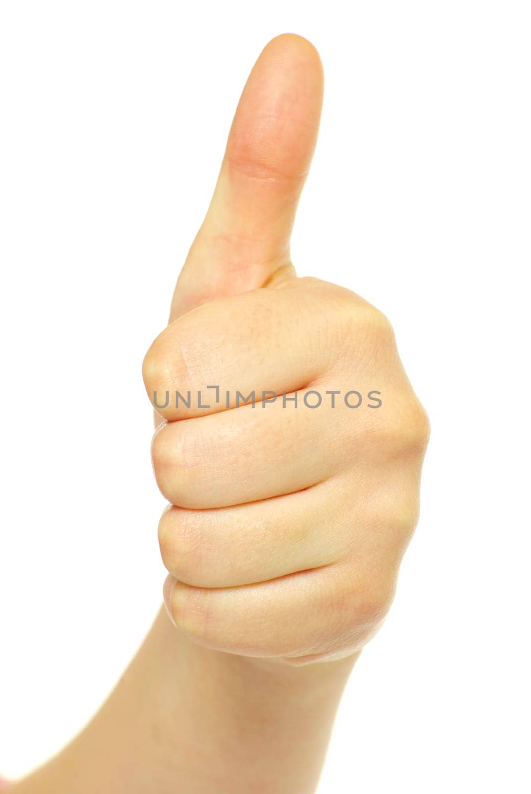 success hand sign isolated on white