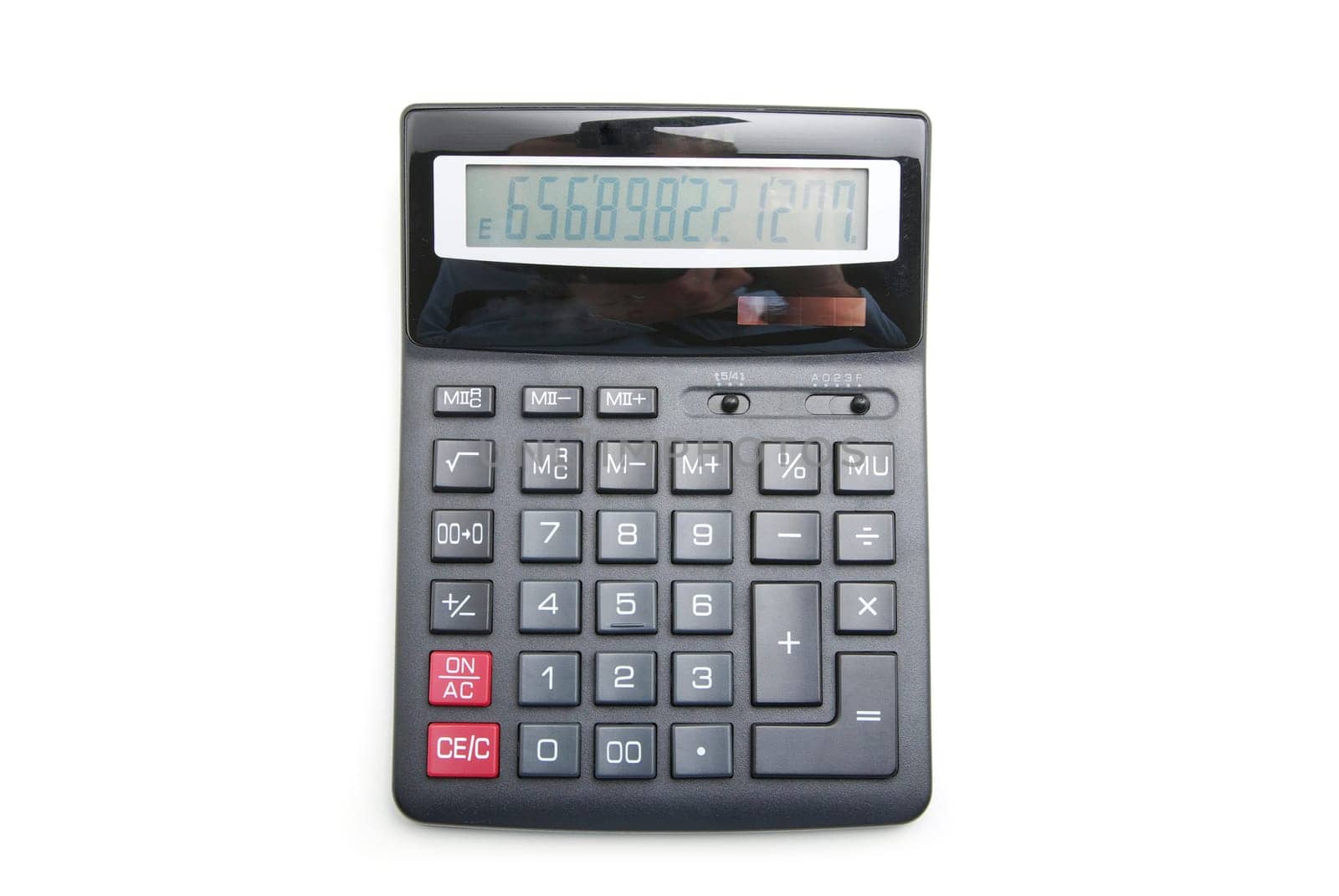 pocket calculator on a white background