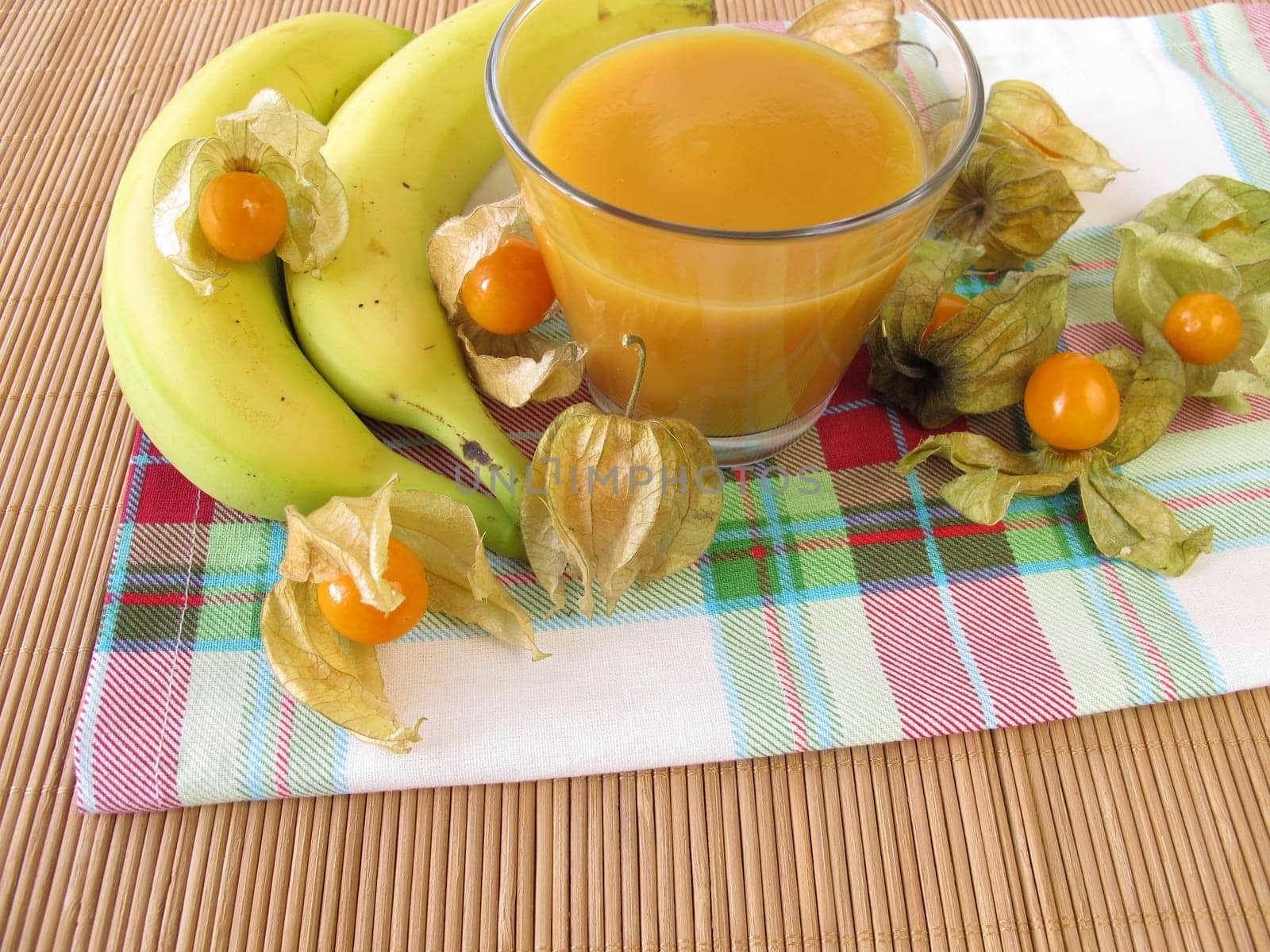 Smoothie with banana and physalis