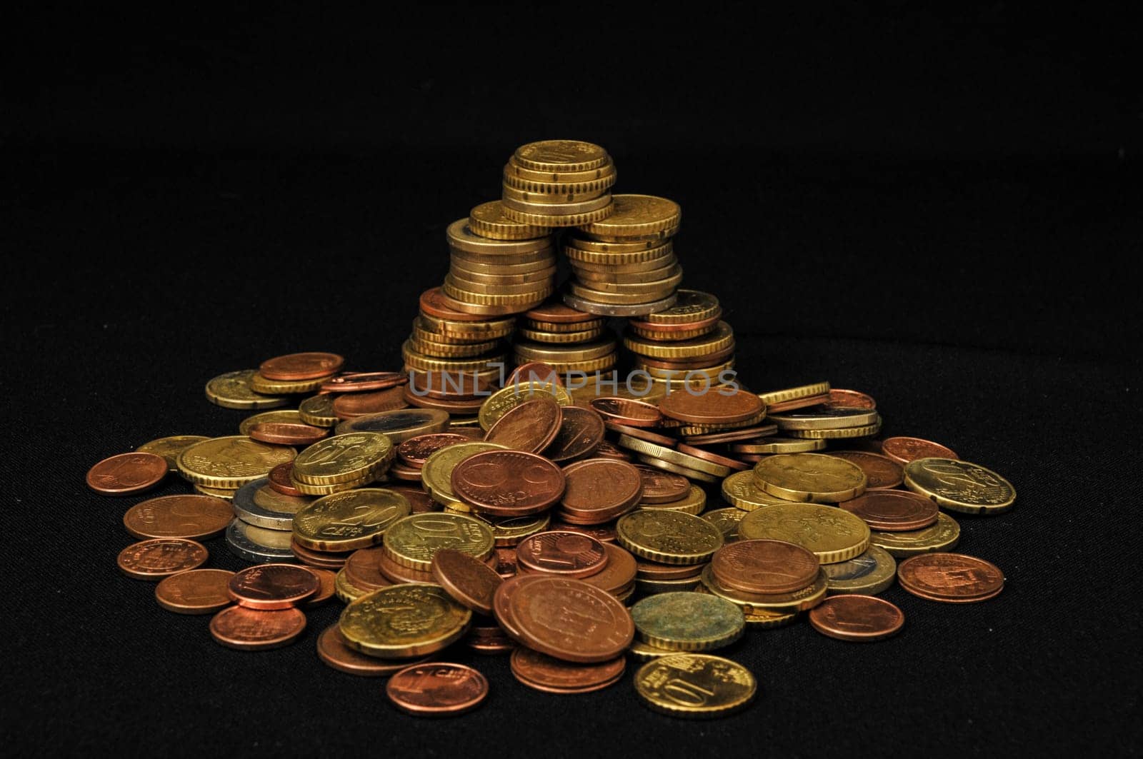 Photo Background Texture With Small Coins Of Different European Countries