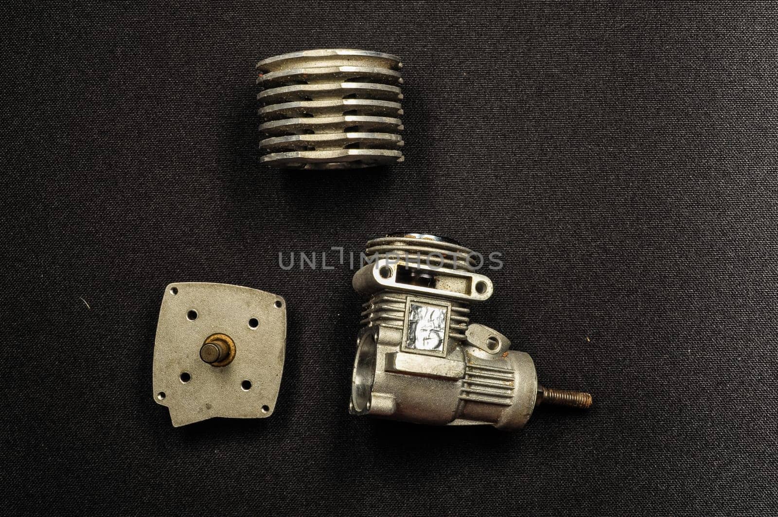 Complex engine of modern car model view