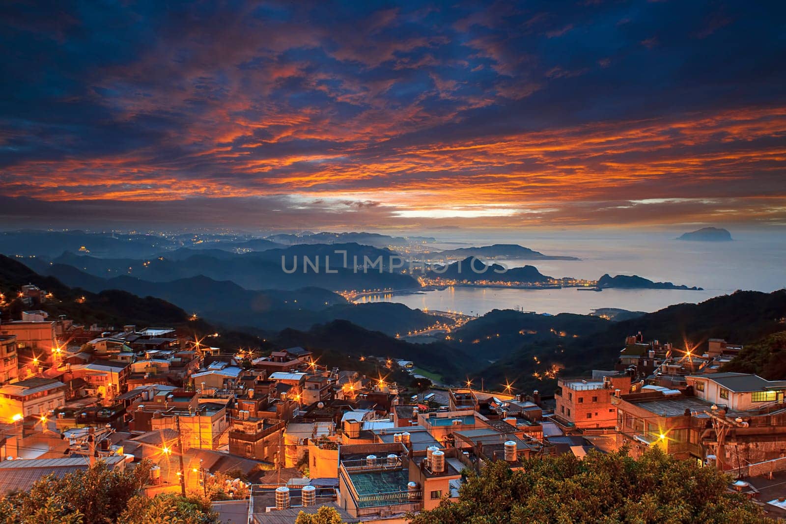 The seaside mountain town scenery in Jiufen, Taiwan