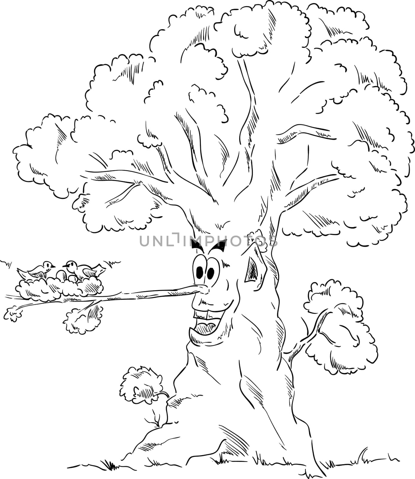 vector - Happy Tree with birds nest at spring time