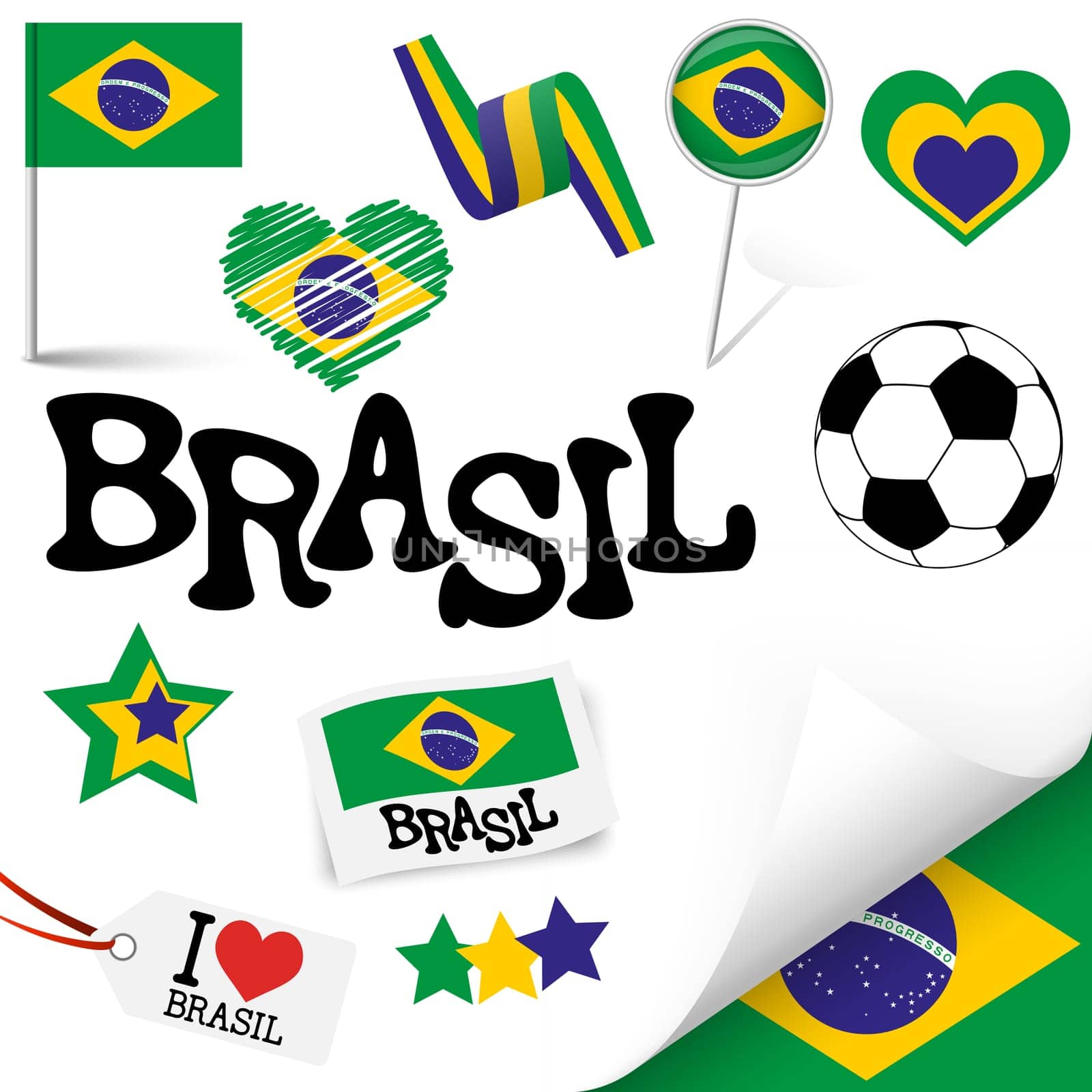 collection of Brasil icons and marketing accessories