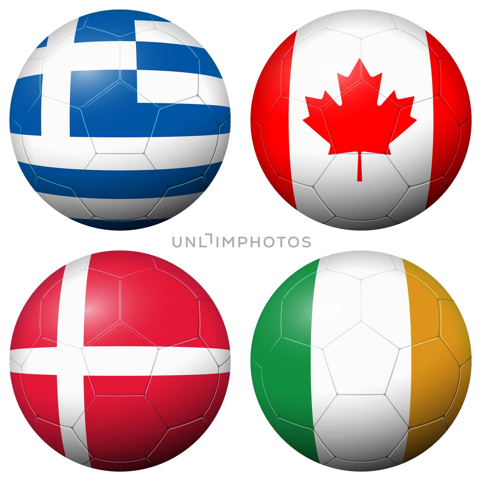 collection of soccer footballs with country flags